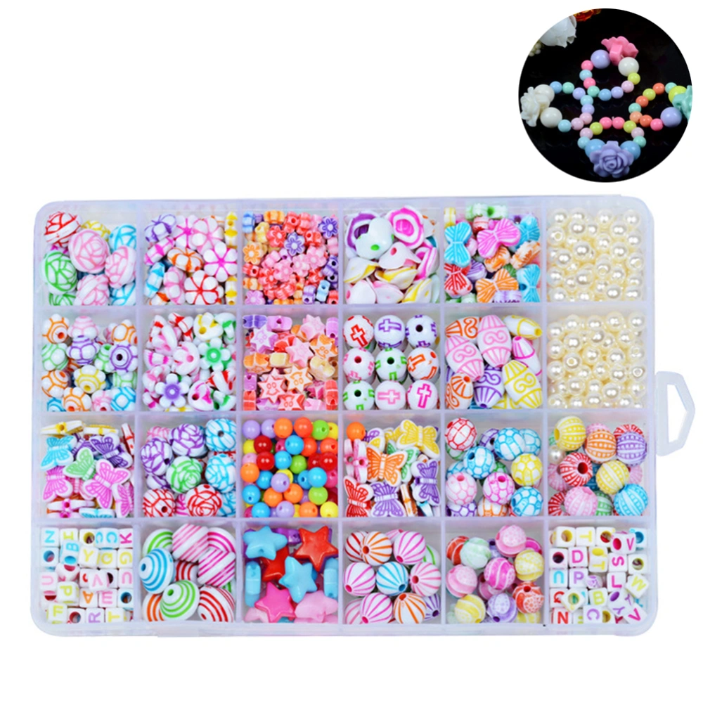 24 Lattices DIY Acrylic Beads Toys Multi Color Beads for Children DIY Jewelry Necklace Bracelet Making Crafts About 550 Pieces (Porcelain White Style)