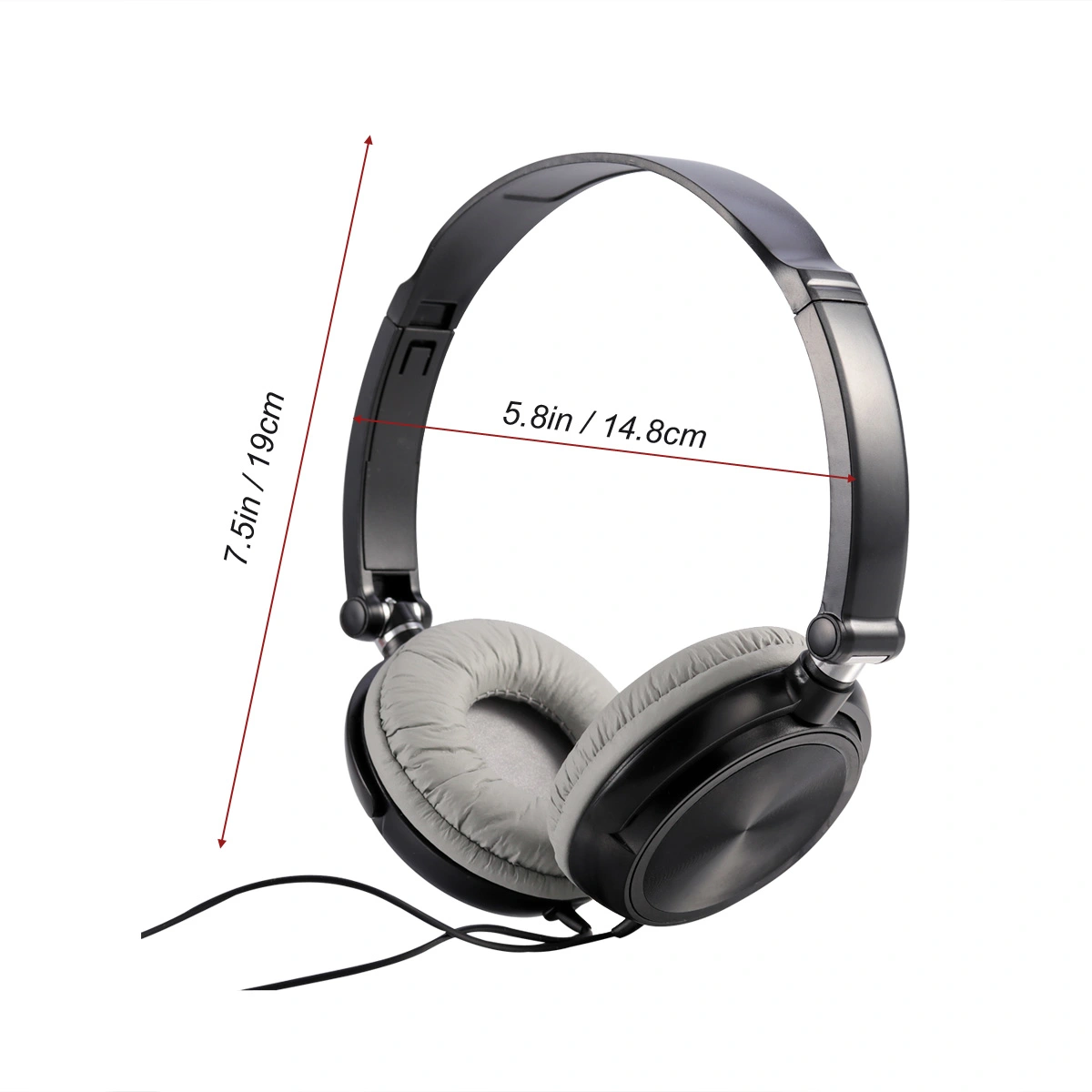 Headphones with Microphone Lightweight Foldable Headsets with Volume Control for iPhone Smartphones PC Laptop Tablet (Black)