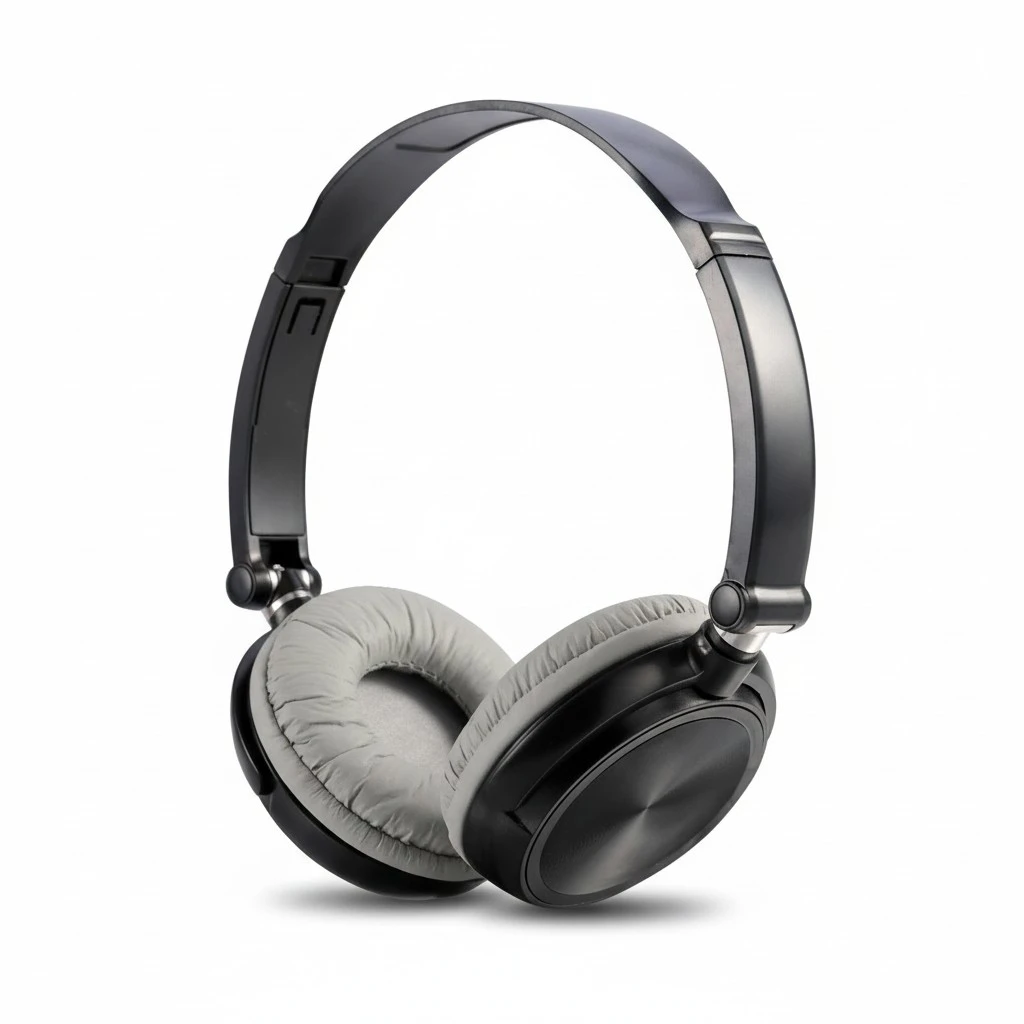 Headphones with Microphone Lightweight Foldable Headsets with Volume Control for iPhone Smartphones PC Laptop Tablet (Black)