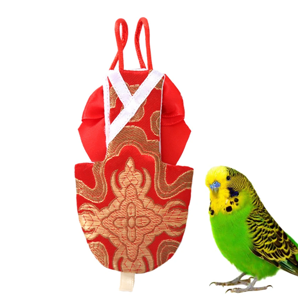 Pet Parrot Clothes Parrot Diaper Bird Pant Pet Flying Suit Pilot Clothing for Cockatiel Parakeet (Size L, Red)