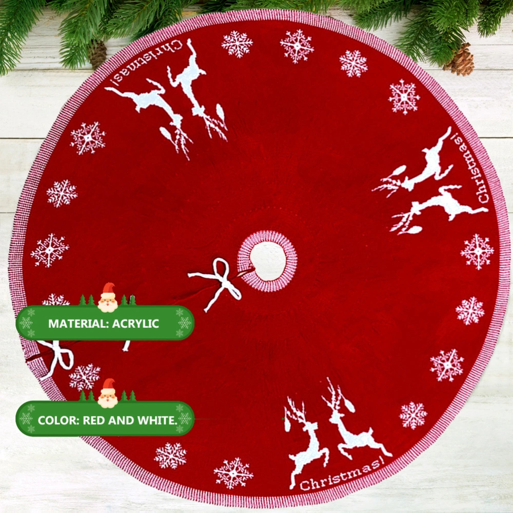 Knitting Acrylic Carpet Christmas Tree Skirt Xmas Tree Bottom Cover Home Decoration (Red, 95cm)