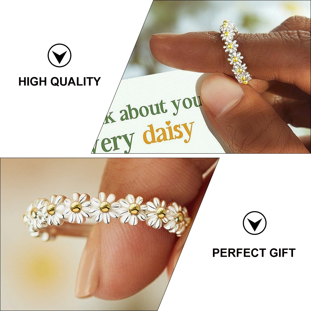 1Pc Fashionable Daisy Design Ring Women Adjustable Stylish Daisy Ring