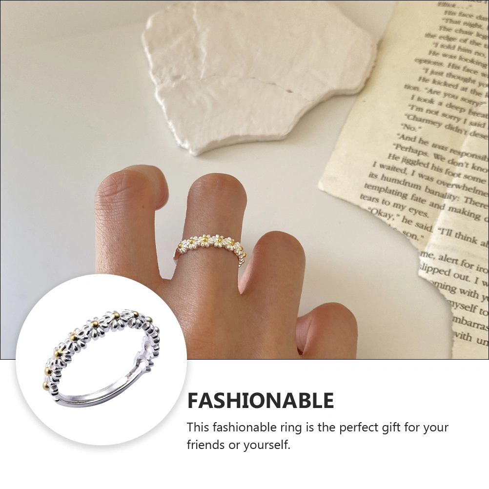 1Pc Fashionable Daisy Design Ring Women Adjustable Stylish Daisy Ring
