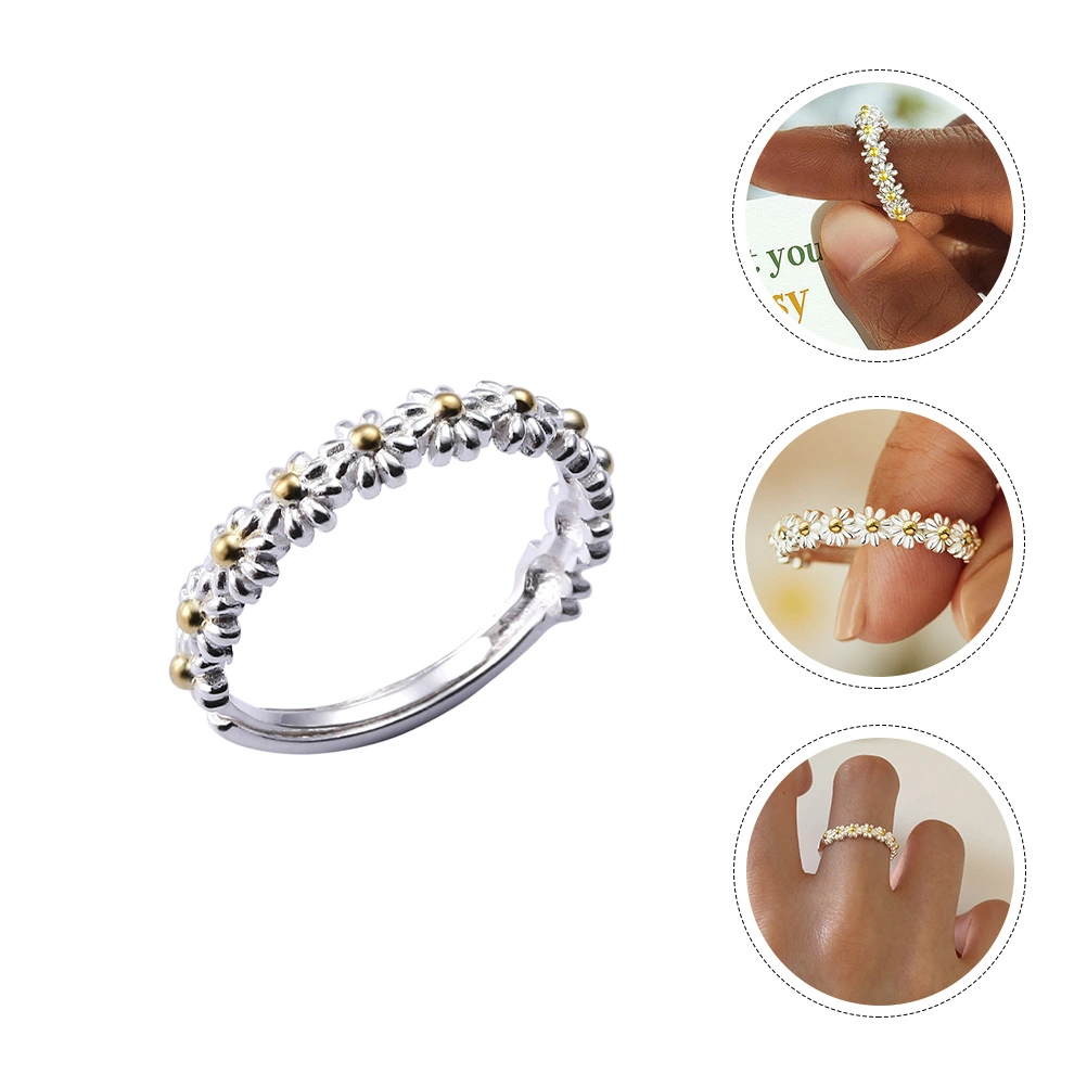 1Pc Fashionable Daisy Design Ring Women Adjustable Stylish Daisy Ring