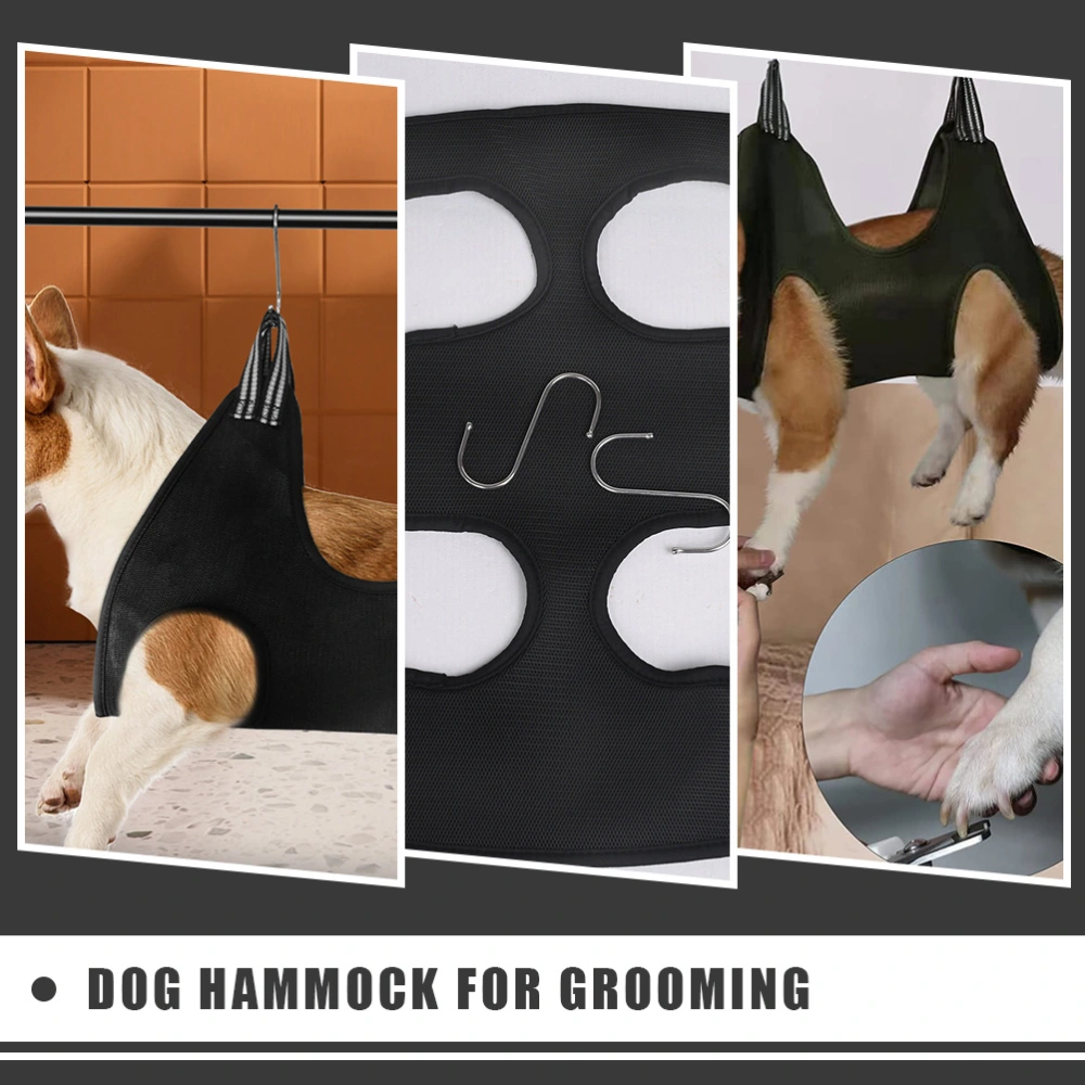 1 Set of Polyester Pet Grooming Hammock Comfortable Pet Grooming Sling (Black)