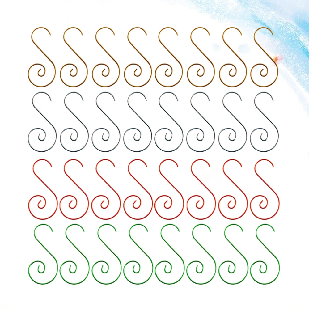 100pcs Portable Christmas Hanging Pothook Decorations Small S Shape Hook Metal Hanger Christmas Ornament Supplies(Red, Green, Golden and Silver, 25pcs for Each Color)