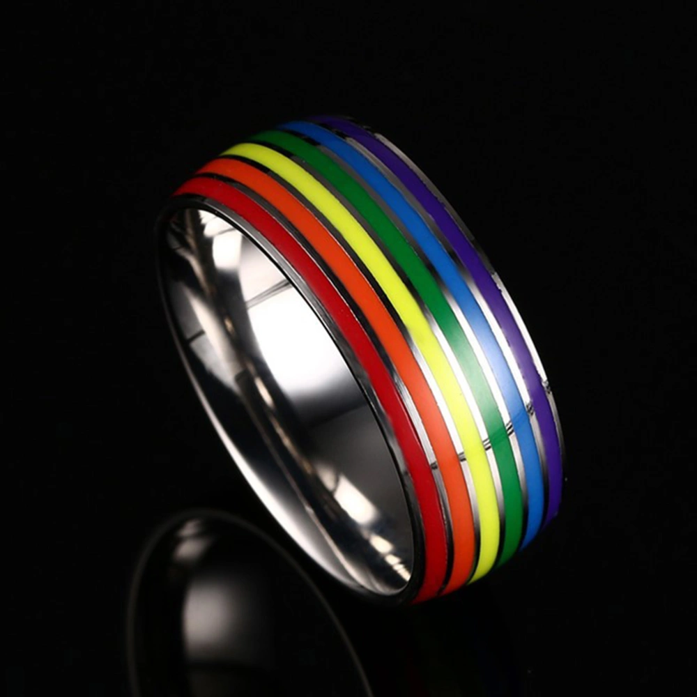 Rainbow Design Gay Jewelry Gay Titanium Ring Decorative Ring for Wearing Use (No.9)