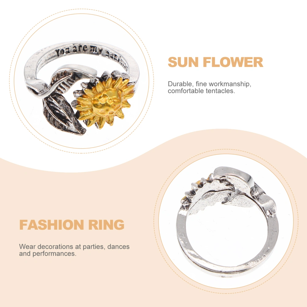 1Pc Creative Sunflower Shaped Ring Decorative Index Finger Ring Adjustable Ring