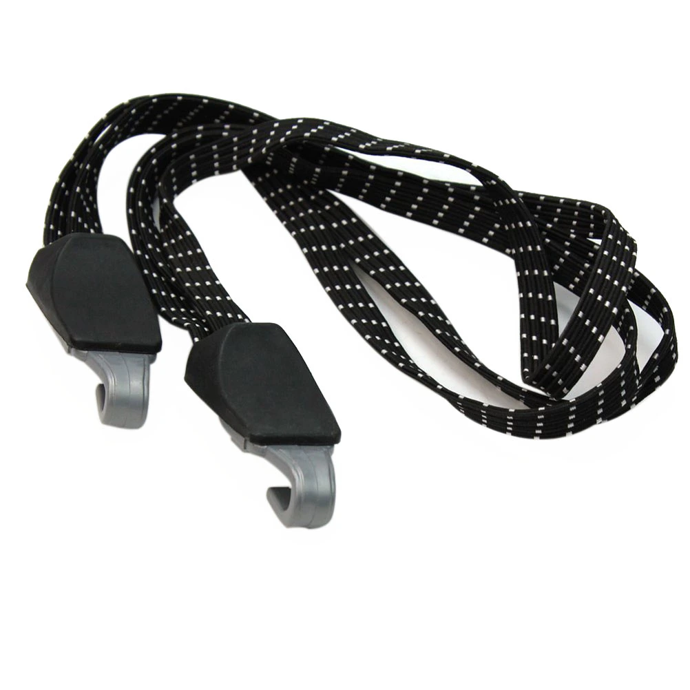 Bike Elastic Hooks Rope Bandage Luggage Straps Suitcase Band Bungee Cord (Black+White)