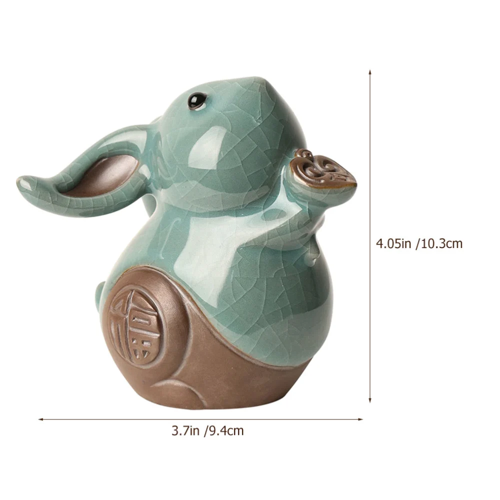 Ceramic Rabbit Tea Pet Decor Zodiac Rabbit Statue Ornament Bunny Shaped Kung Fu Tea Pet