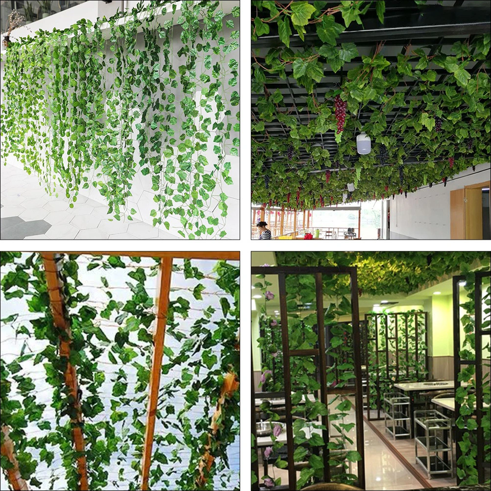 12Pcs Simuated Plant Vines Artificial Vines Imitation Vine Pendants  (Green)