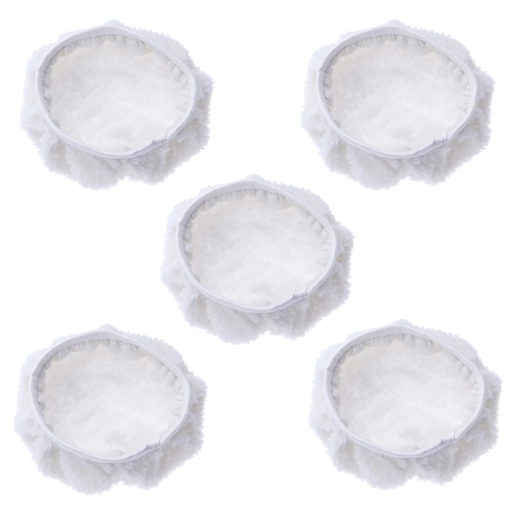 5 PCS Car Polishing Waxing Lambswool Bonnets Pads - 7-8 inch (White)