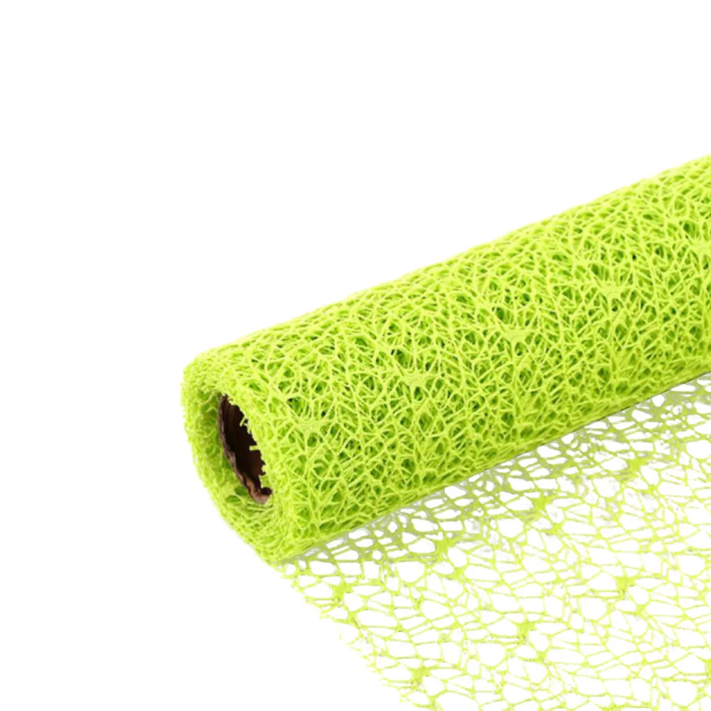 Kindergarten DIY Gauze Roll Bright Color Jacquard Net Handmade Net Yarn Charm Door Curtain Background Layout Mesh Gauze Pendant Flower Packaging Craft (Green)