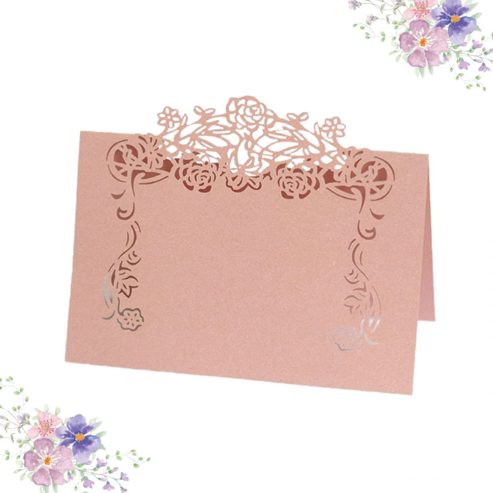 50pcs European Style Seat Wedding Name Seat Delicate Vintage Paper Place Party Creative Table Name (Pink)