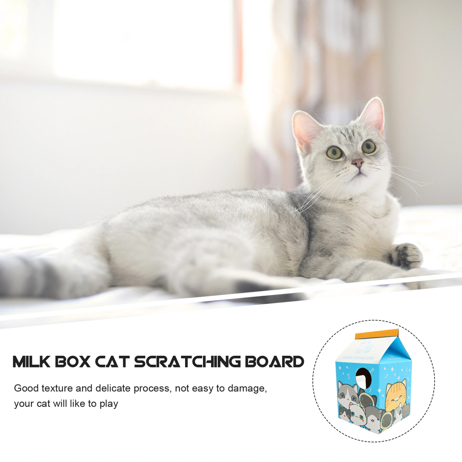 Adorable Cat Scratching Board Milk Box Shape Cat Scratcher Indoor Cat Scratching Toy