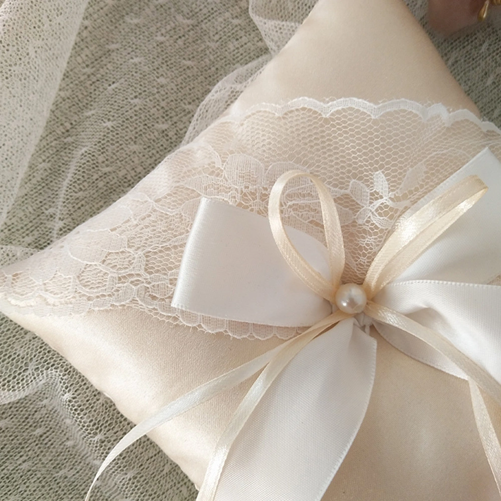 Wedding Ring Bearer Pillow Cushion with Pearls Decoration Wedding Party Decoration