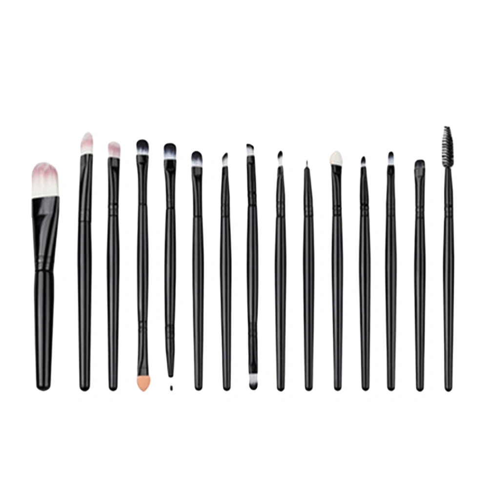 15Pcs Pro Eye Makeup Brush Set Powder Foundation Eyeshadow Eyeliner Lip Cosmetic Brushes (Black)