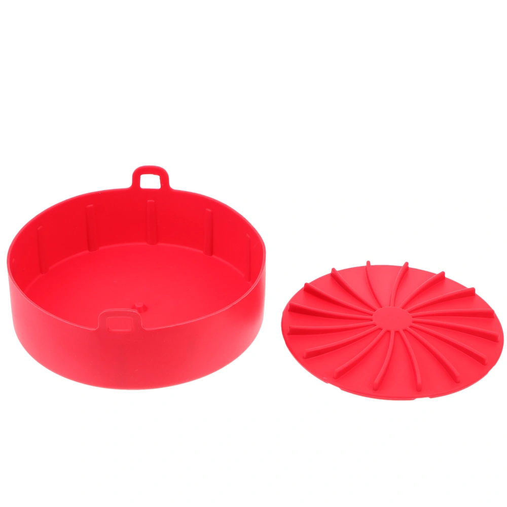 1Pc Air Fryer Silicone Hand-held Bakeware Barbecue Plate Multifunctional Pad Red