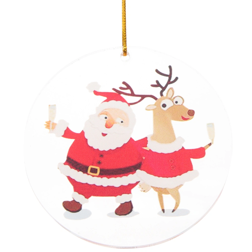 Christmas Acrylic Ornament Christmas Tree Hanging Decoration Round Pendant