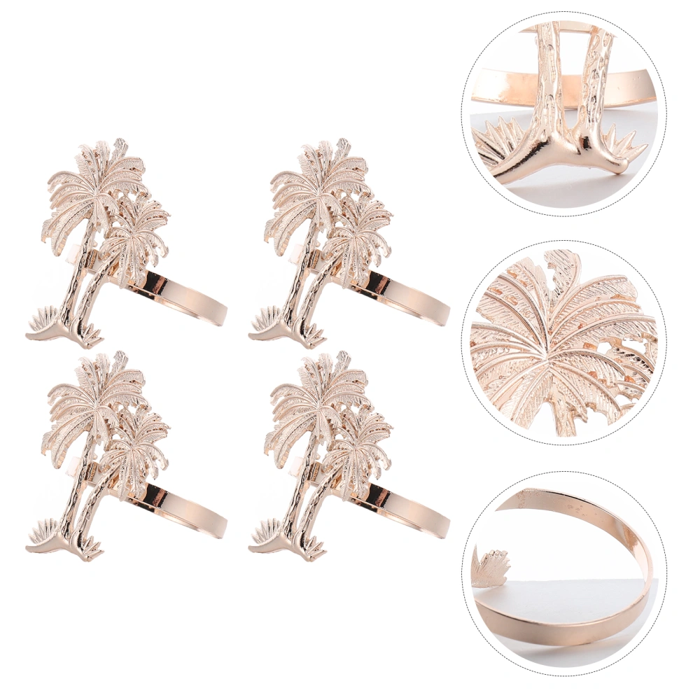 4pcs Electroplated Coconut Palm Tree Napkin Rings Eco-friendly Napkin Clasps