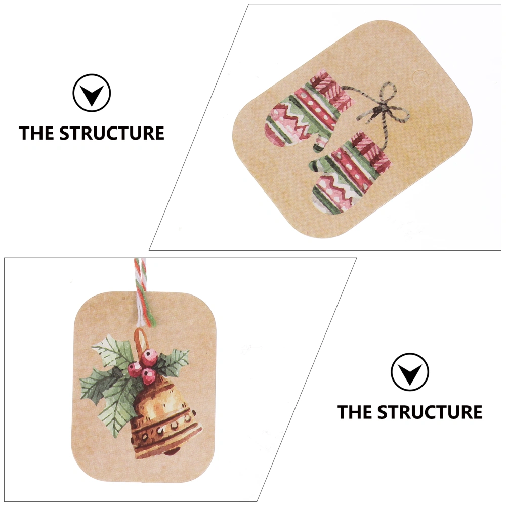 250pcs Christmas Kraft Paper Hanging Tags Ropes Decorative Gift Cards Tags