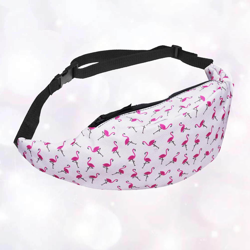 1pc 3D Printing Zipper Bag Flamingos Pattern Waist Bag Fanny Packs Bum Bag Travelling Bag