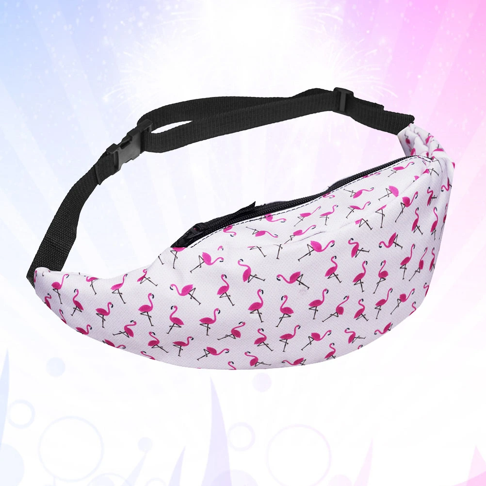 1pc 3D Printing Zipper Bag Flamingos Pattern Waist Bag Fanny Packs Bum Bag Travelling Bag
