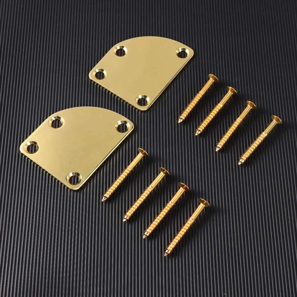 2pcs Electric Guitar Neck Plate Bass Guitar Neck Strength Connecting Board Joint Plate for Guitar Bass (Golden)