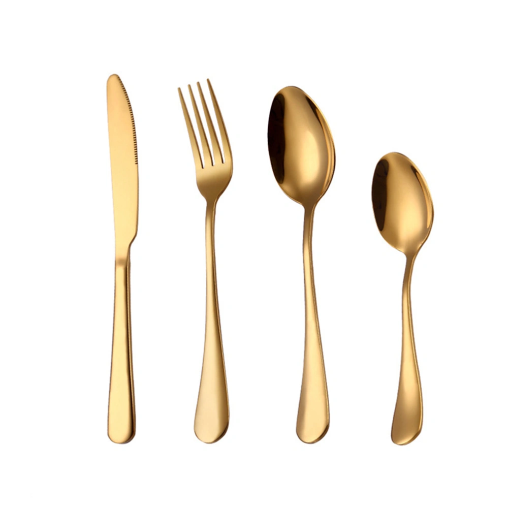 4 Pieces Flatware Silverware Set Stainless Steel Cutlery Include Fork Spoon Dishwasher Safe (Golden)