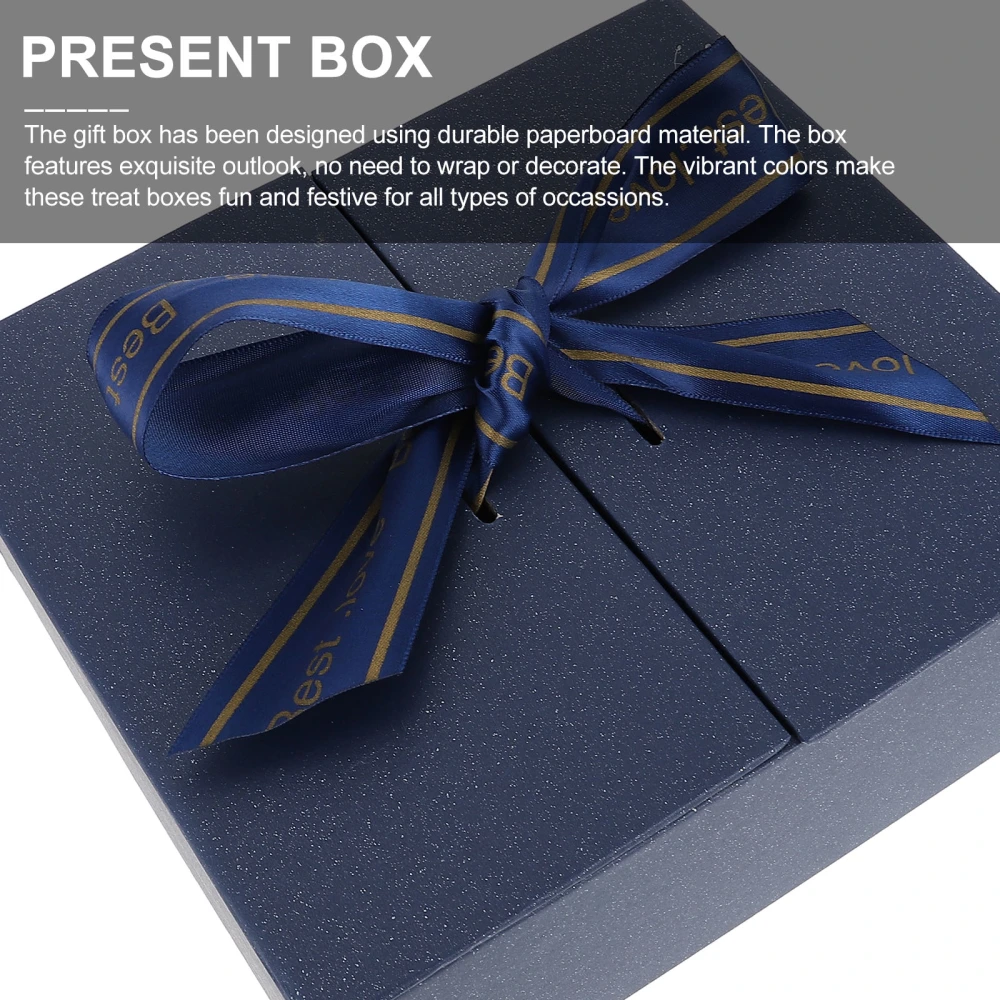 1Set Ribbon Bowknot Gift Box Cosmetics Packing Box Creative Present Case (Blue)