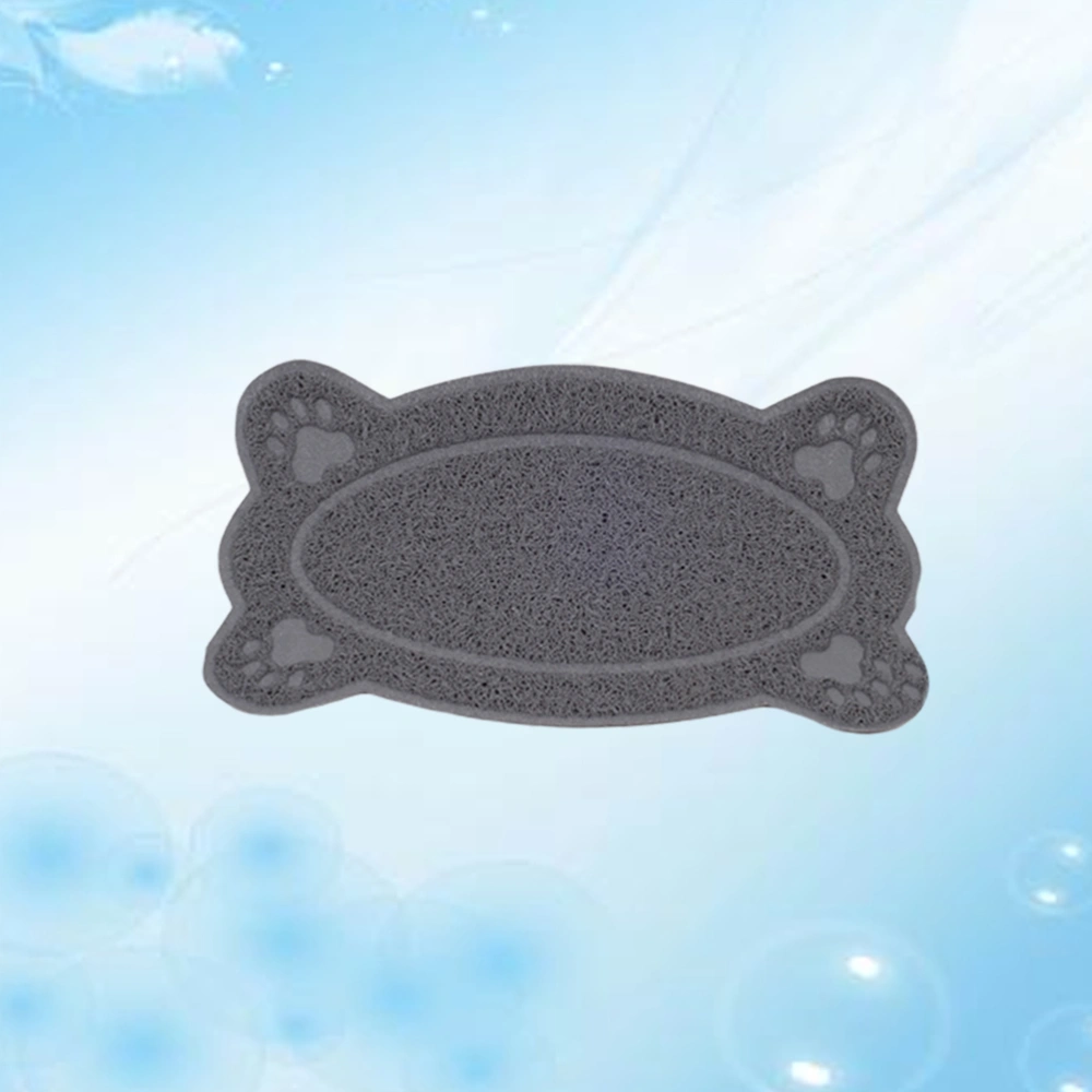 Cat Litter Mat Non-slip Waterproof Pet Cat Litter Box Mat Lovely Bone Shape Litter Catcher Pads Size L Grey