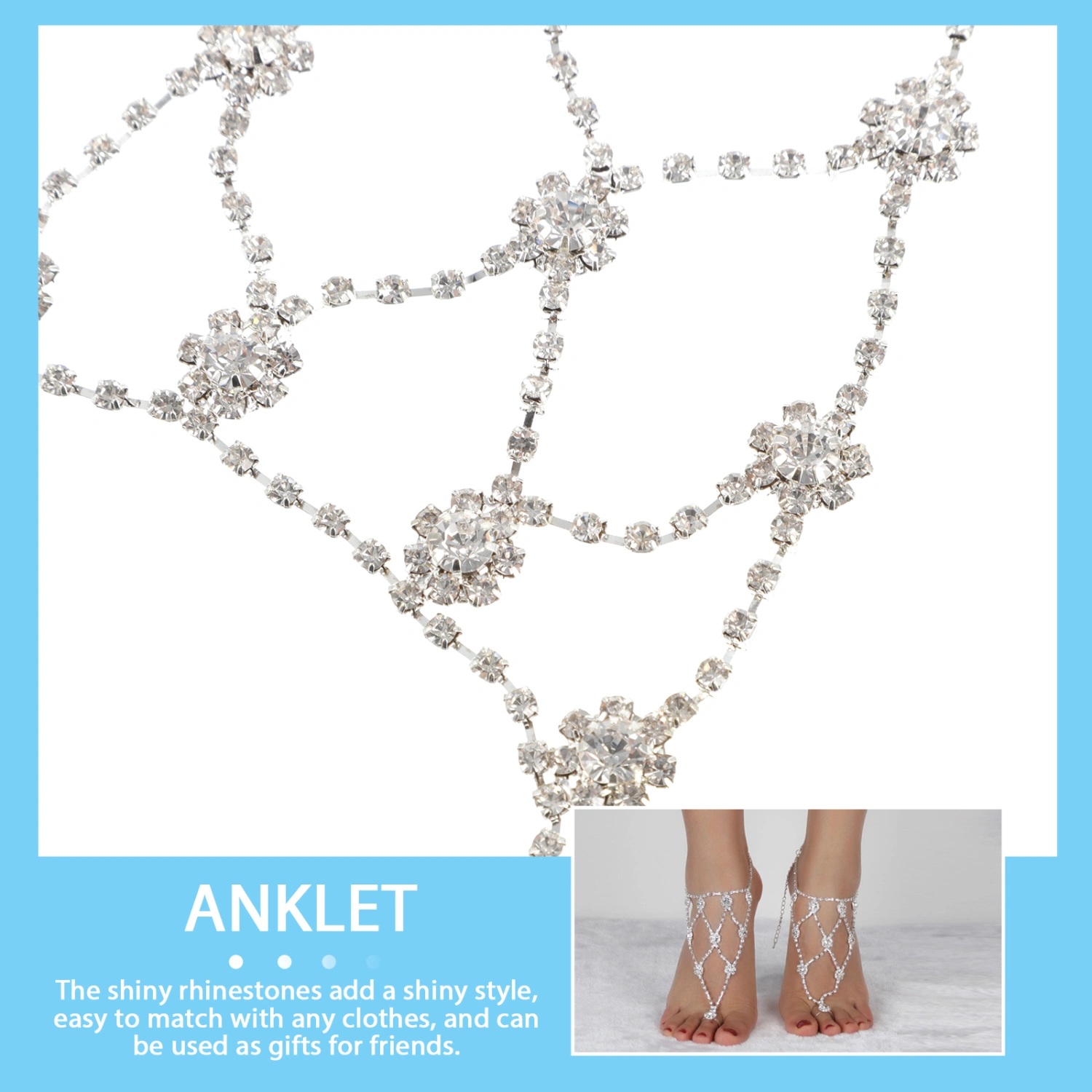 1Pc Decorative Anklet Ankle Chain Fashion Women Toe Foot Chain (Silver)