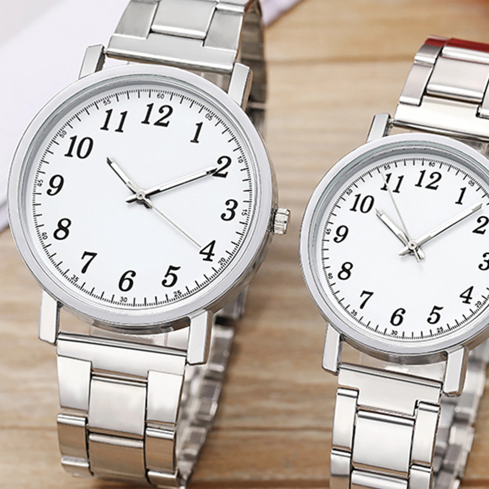 2 Pcs Silver Watches Couple Wristwatch Modern Watch Creative Lover Watches