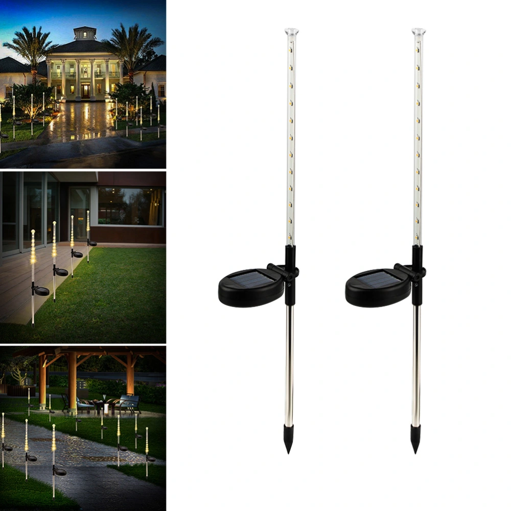 1Pc LED Solar Powered Warm White Light Solar Meteor Shower Light Into The Lawn Light Garden Light (Cold White Light)