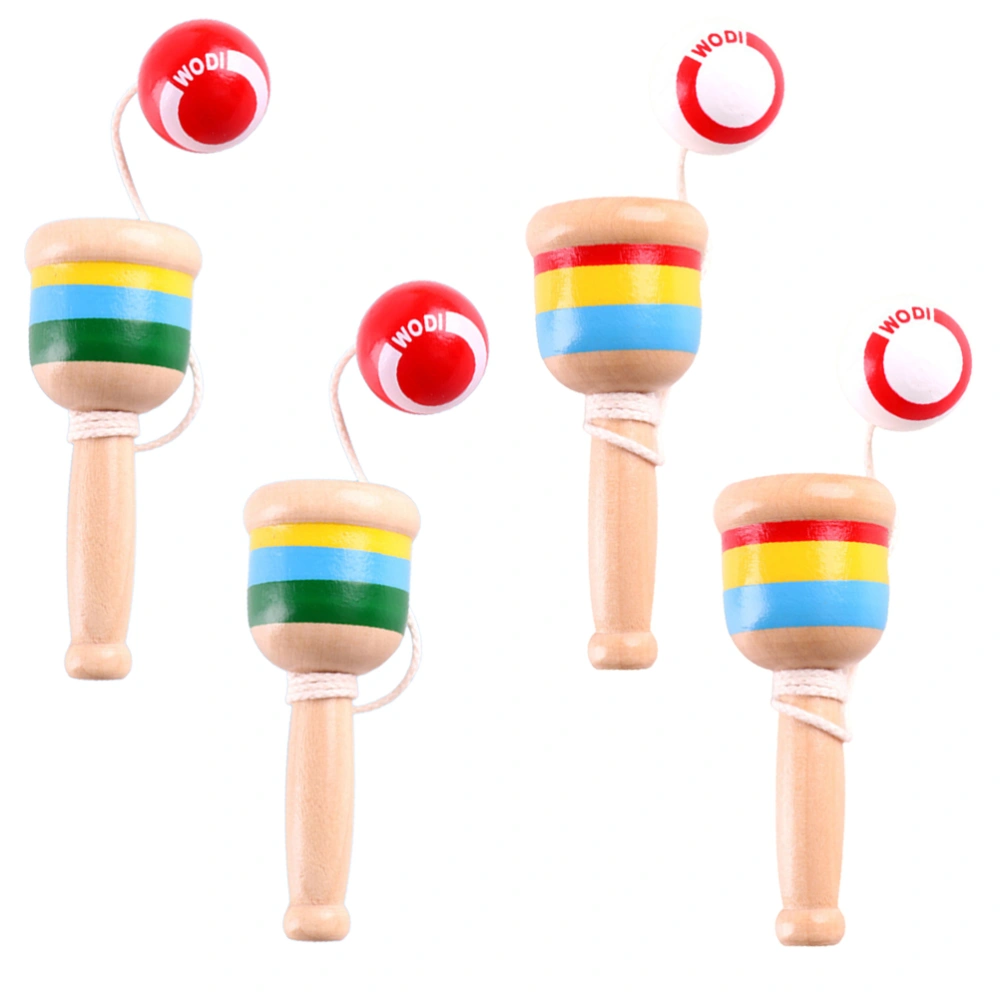 4pcs Kids Wooden Toy Creative Kendama Cup and Ball Toys Educational Plaything