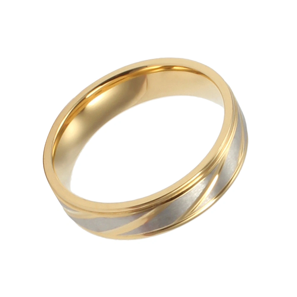 Gold Titanium Steel Finger Rings Simple Twilled Couple Ring Jewelry for Man Woman (Size 10 Male)