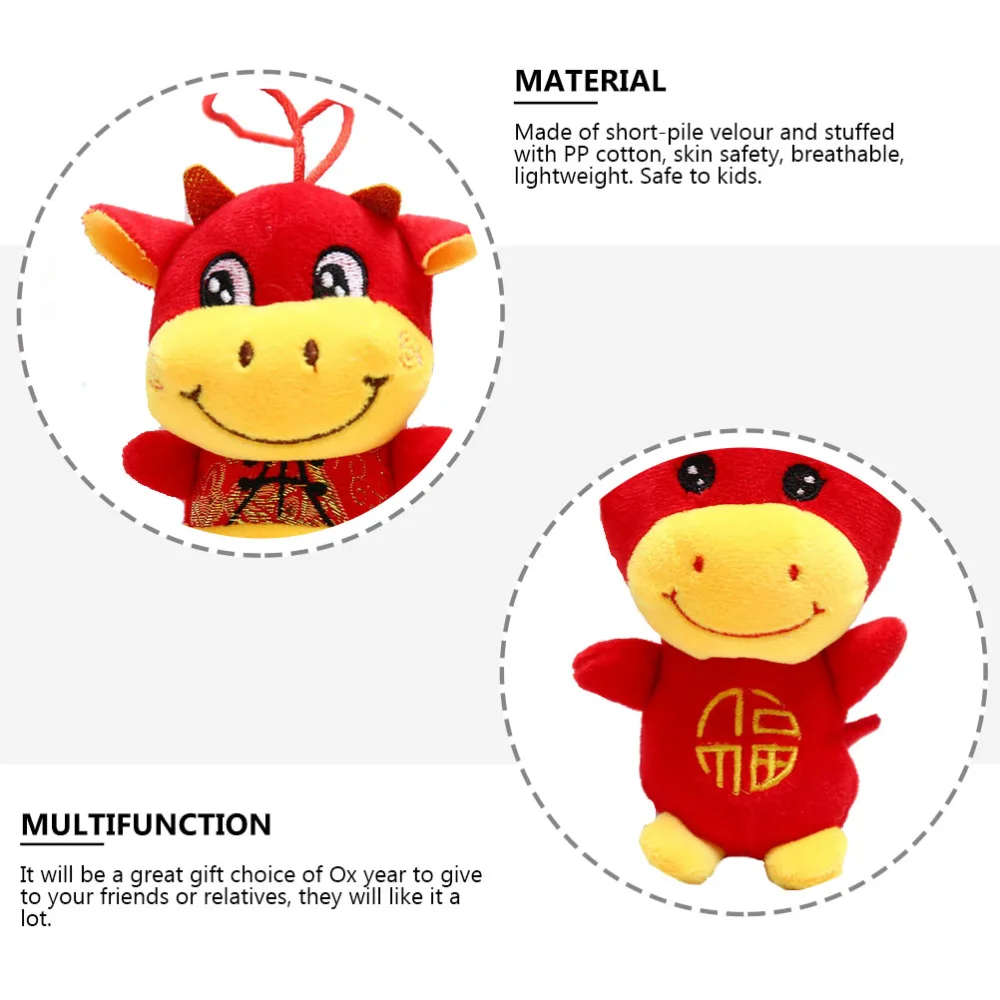 2Pcs Ox Year Calf Doll Pendant Calf Ornament Adorable Mascot Doll Plush Doll