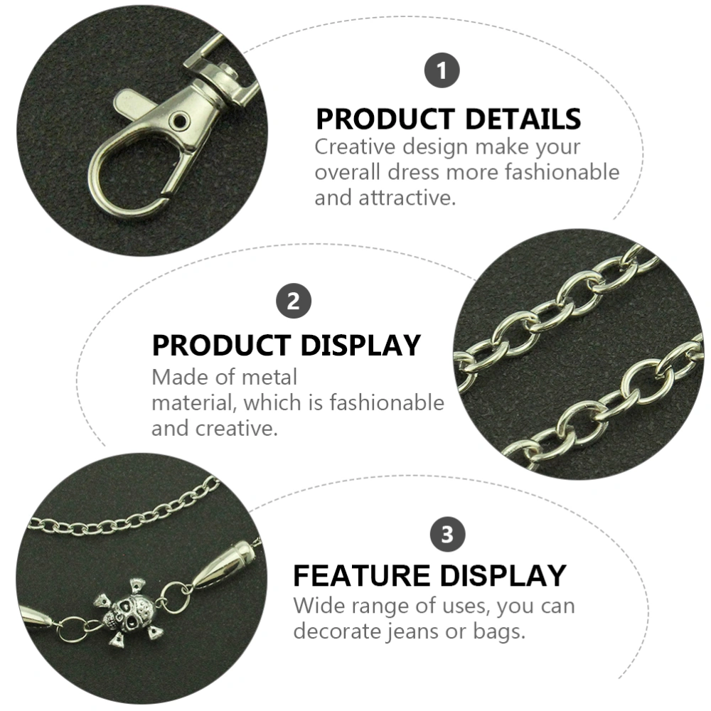 1Pc Creative Jeans Chain Skull Decor Waist Chain Hip Hop Pants Chain Belt Chain