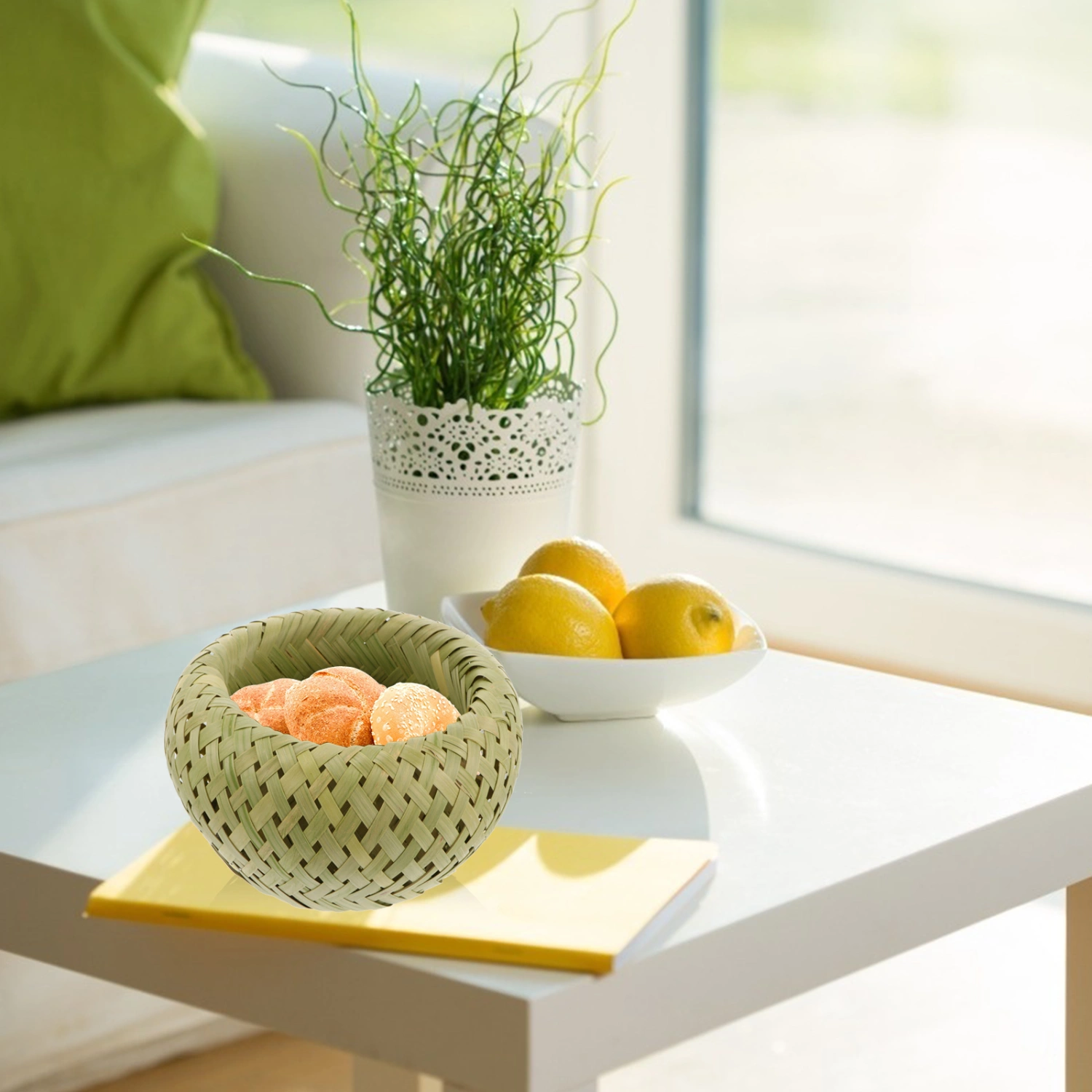 1pc Nest Style Bamboo Storage Basket Fruit Basket Picnic Basket (Large)