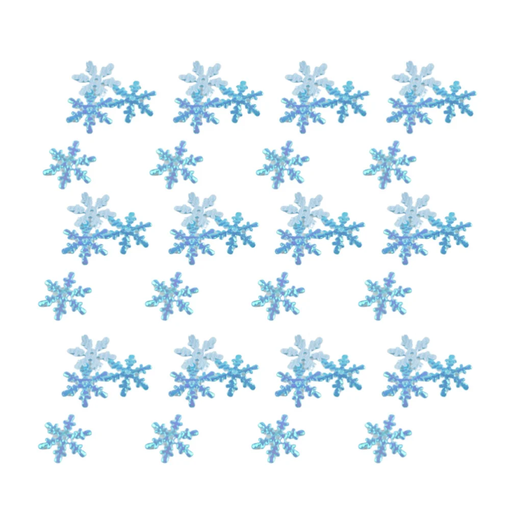 2 Pack/400 Pcs Christmas Snowflake DIY Decorative Accessories Plastic Decor Supplies for Home Cafe Shop Bar(30mm, Blue Style)