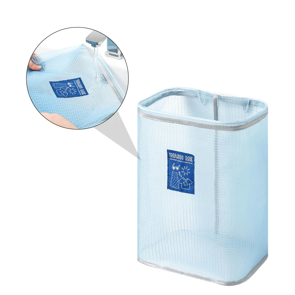 1pc Wall Mounted Clothes Storage Basket Foldable Cloth Laundry Container (Blue)