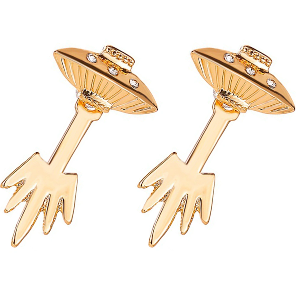 1 Pair Back Hanging Earrings Spaceship Earrings Diamond UFO earrings for Women