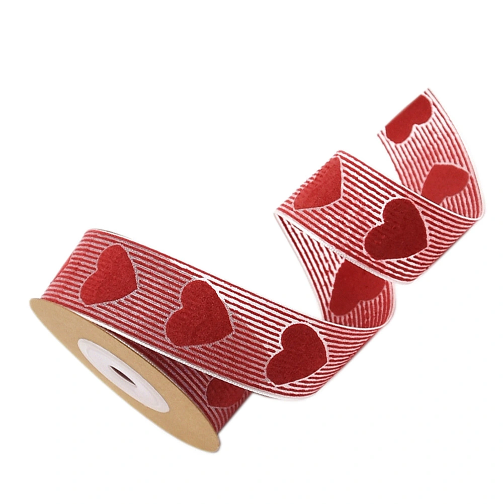 2 Rolls of 5M Ribbon Heart Printed Polyester Packing Rope Valentine's Day Gift Wrapping (Pattern 9)
