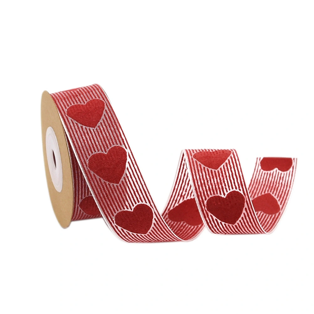 2 Rolls of 5M Ribbon Heart Printed Polyester Packing Rope Valentine's Day Gift Wrapping (Pattern 9)