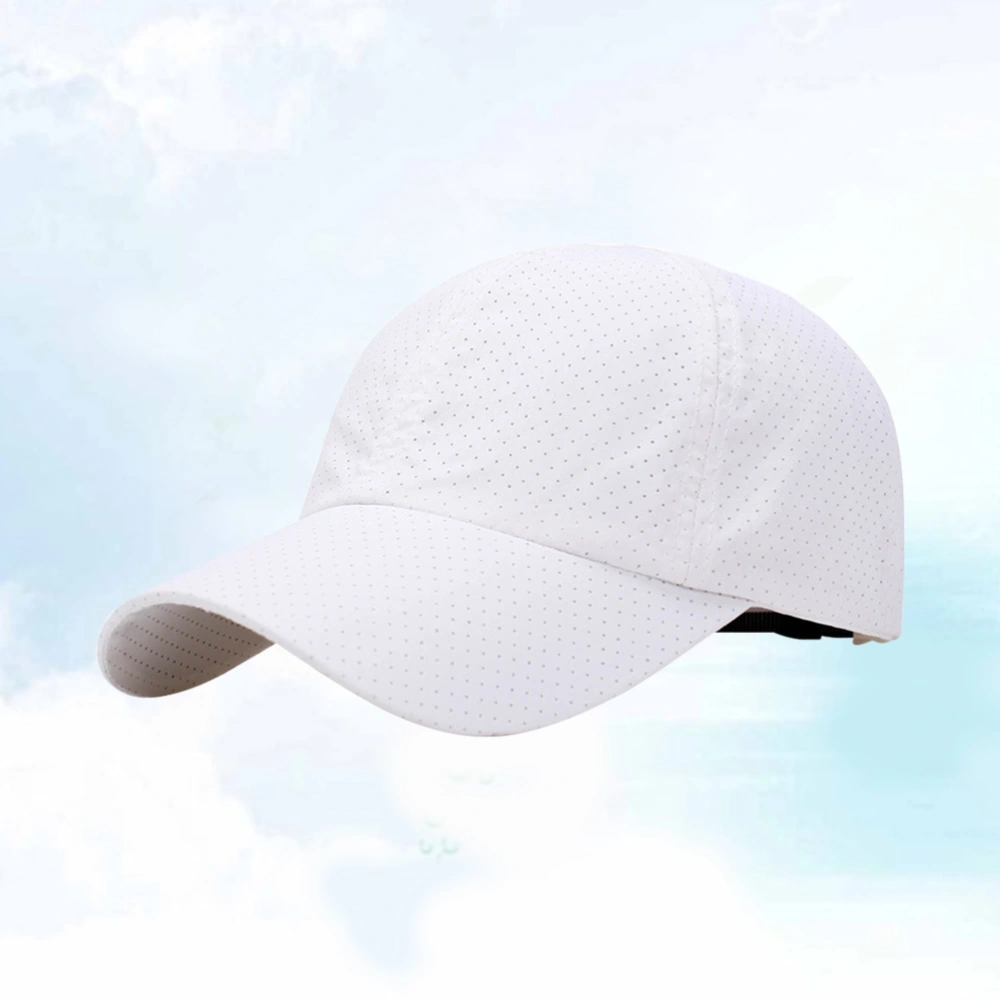 Breathable Quick Drying Peaked Sun Baseball Outdoor Sun Protective Hat Laisure Headgear Sun Block Headwear for Daily Wearing (White)