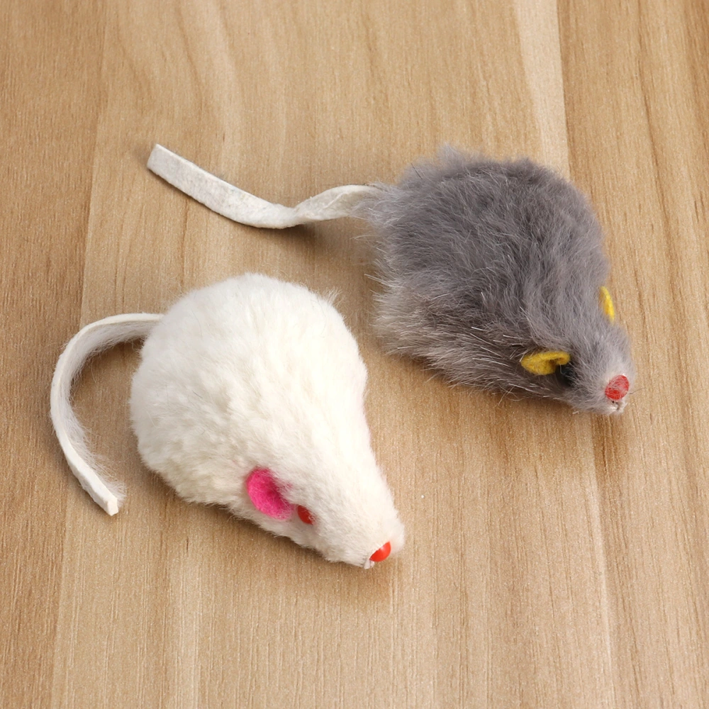 2Pcs False Mice Toys Interactive Mini Funny Plush Mouse Toys for Pet Cats Kitty Kitten (Random Color)