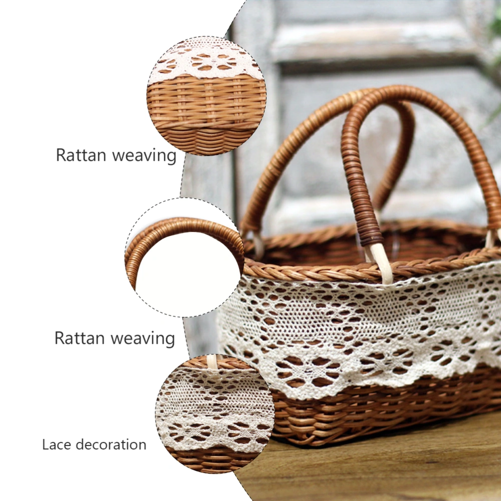 1 Pc Willow Handwoven Basket Handmade Classic Flower Basket for Decor (Coffee)