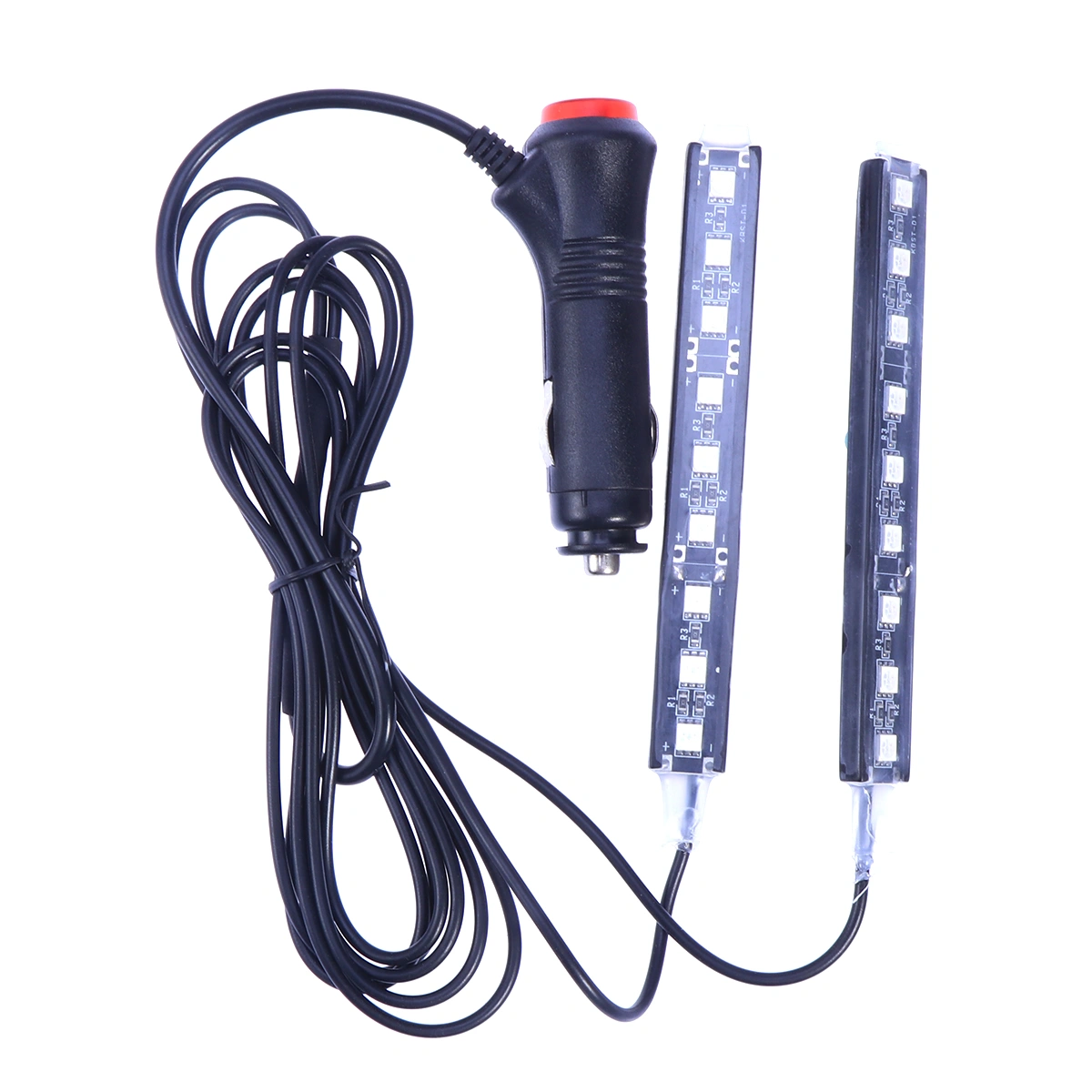Car Interior Atmosphere Neon Lights Lamps Strip 18 LED Cigarette Lighter - Yellow Light (Black)