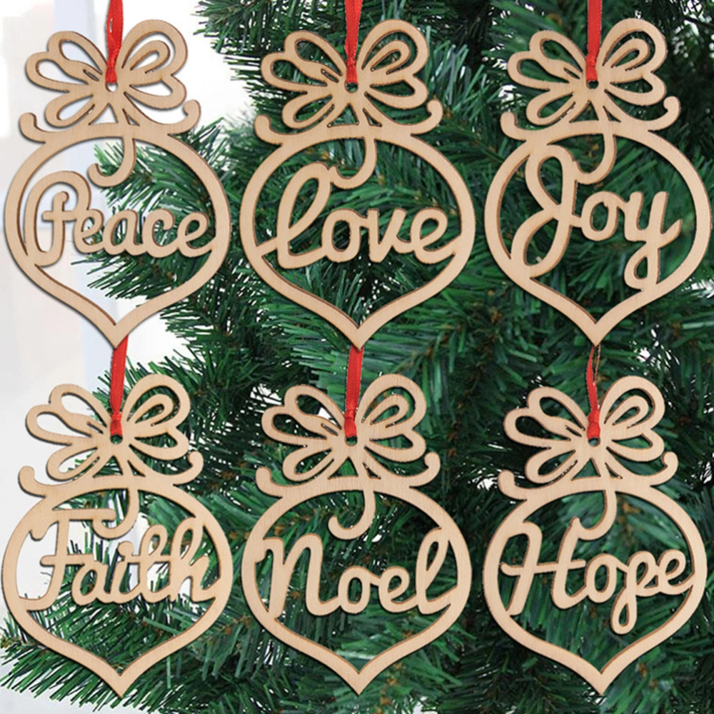 30pcs Christmas DIY Wooden Hanging Creative Hollow Carving Pendant Decorative Props for Christmas Tree Home Garden Yard (Six Pieces Per Pack)