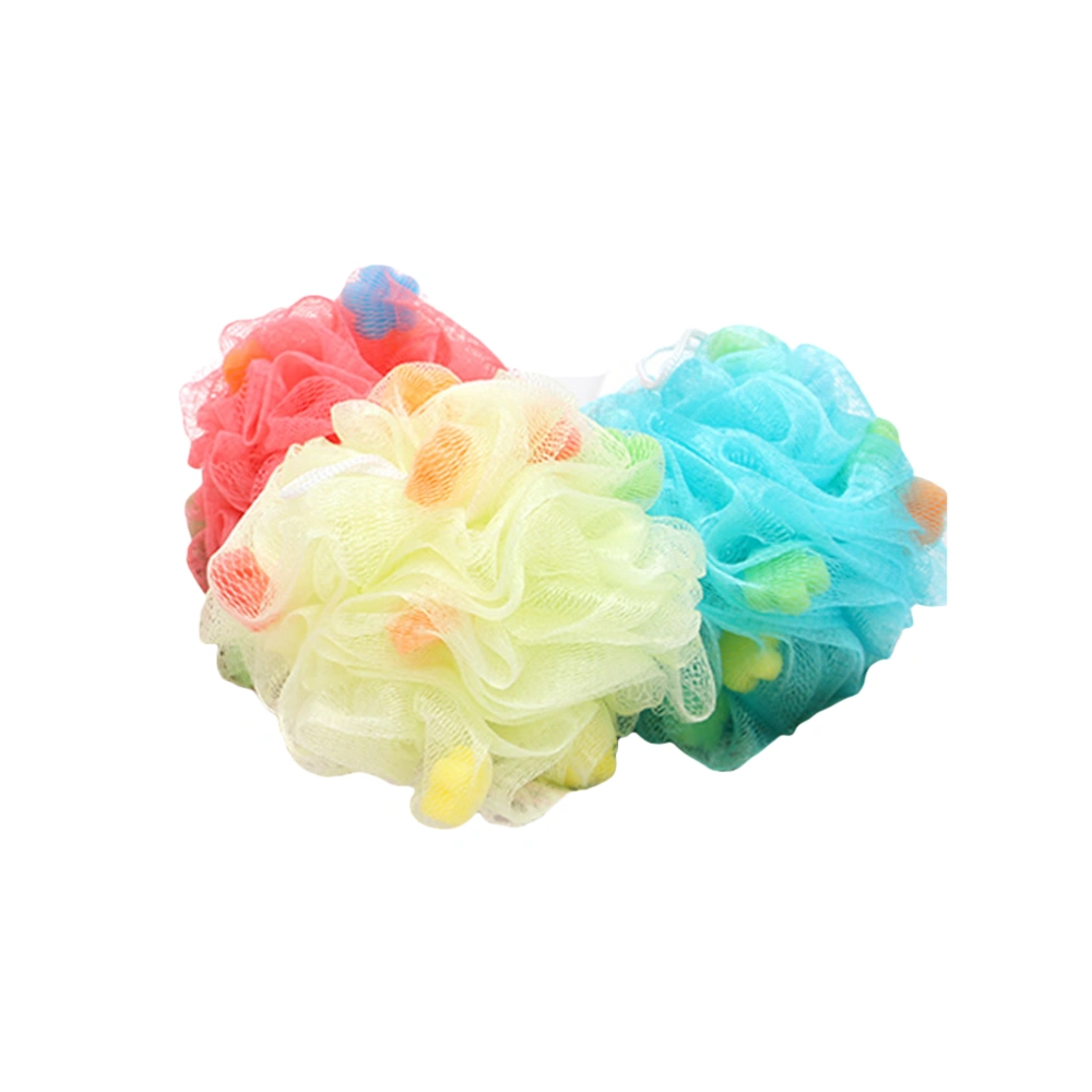 3pcs Bath Loofahs Shower Sponges Mesh Pouf Body Scrubber Exfoliating Bath Ball (Random Color)